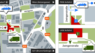 Dies ist ein Plan, wie Sie zur Firma CODICO gelangen.